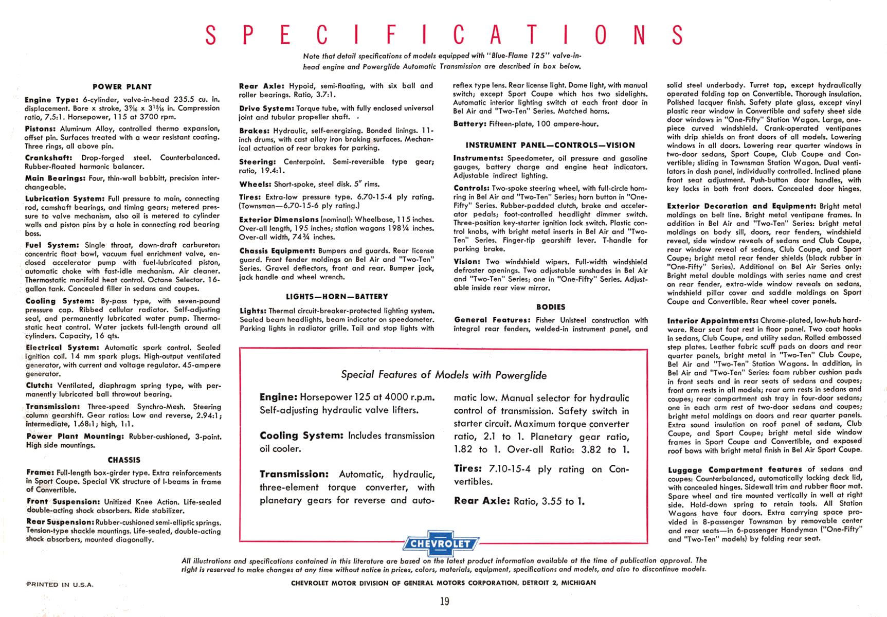 1954 Chevrolet Brochure Page 1